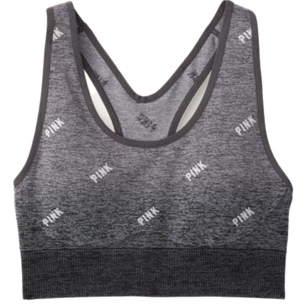 Victorias Secretย Pink ActiveโSeamless Lightly Lined Padded Gym sport bra GrayโL